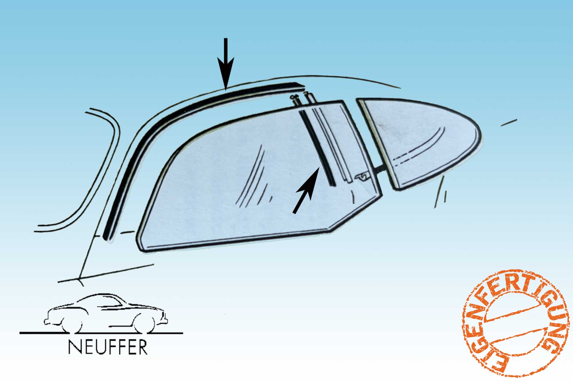 Türscheibendichtung, Coupe, bis 7/71, Made in Germany